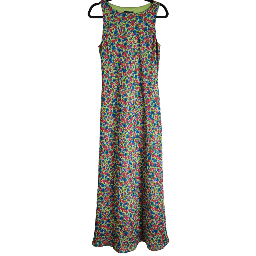 Jonathon Martin Maxi Dress Size 9 Green Blue Floral Sleeveless 90s Y2K Ditsy NWT